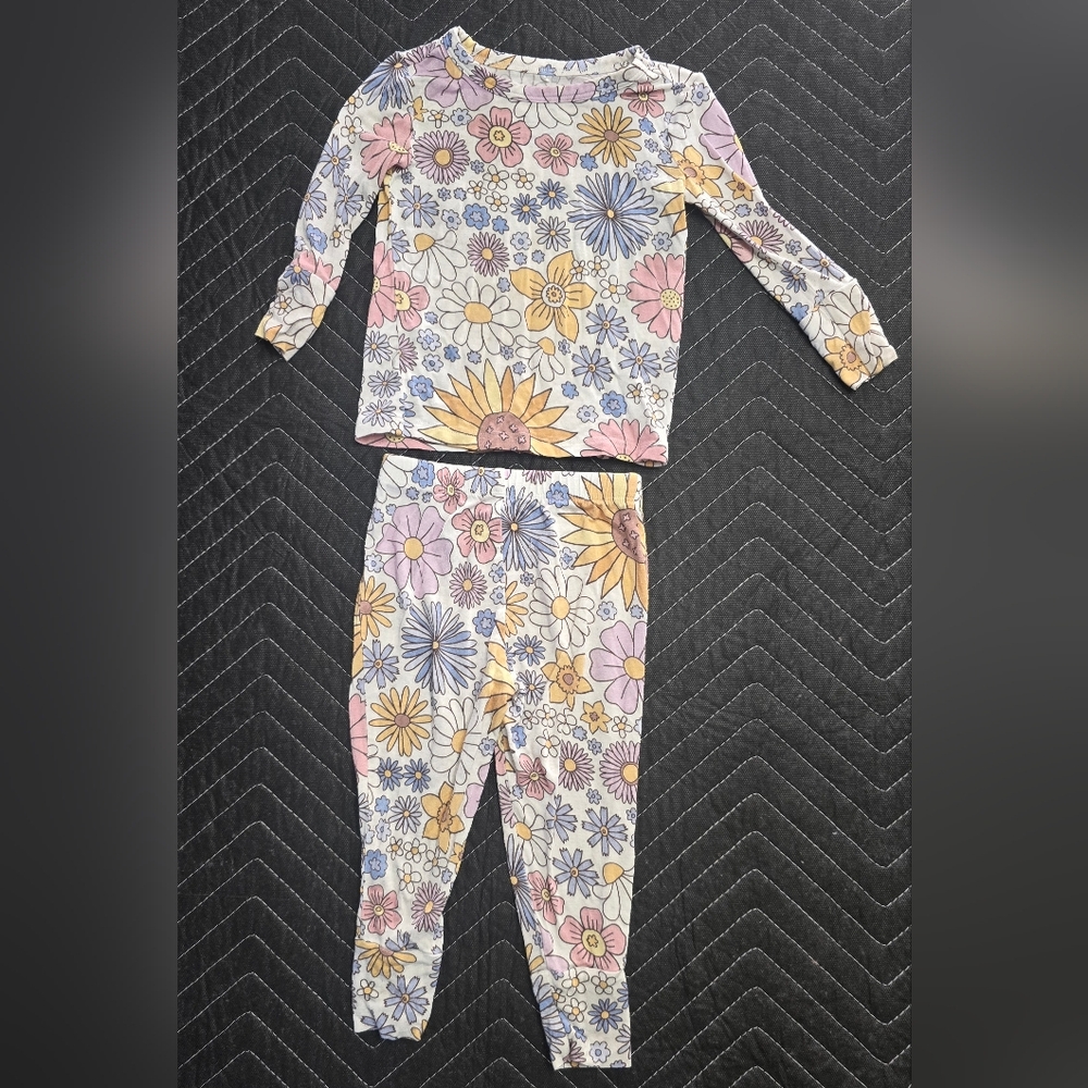 Posh Peanut Floral Kids Pajama Set - Pink and Yellow